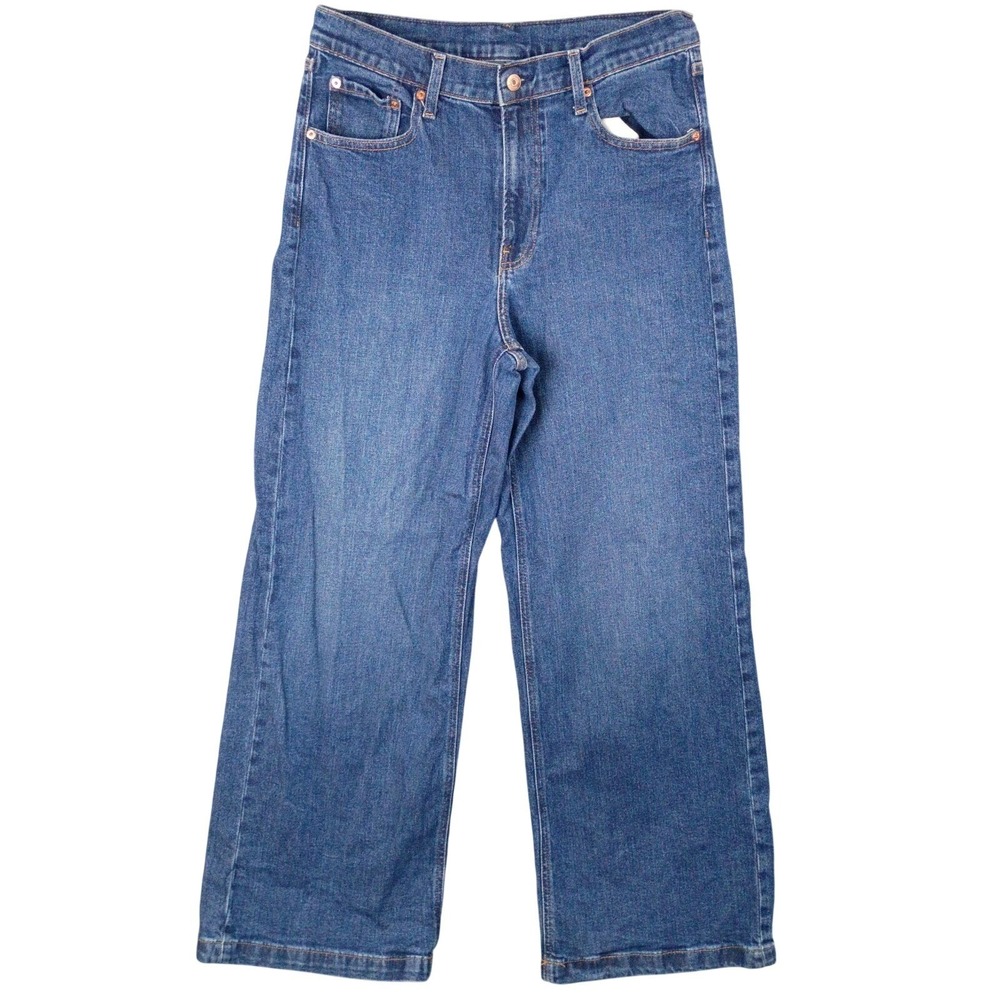 Gap Womens Size 30R Stride High Rise Wide Leg Blue Jeans Dark Wash Denim Baggy